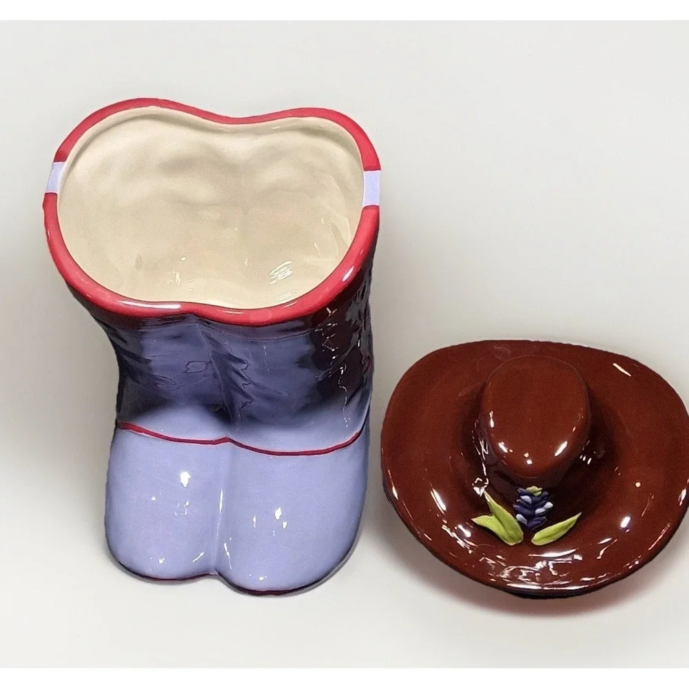 Destination Holiday Cowboy Boot Cookie Jar Salt Pepper Shaker Texas Hat Set 4pc